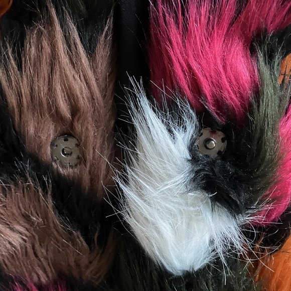 GORGEOUS Anna Sui Multicolor Cool AF Faux Fur Coat L XL - Picture 5 of 7